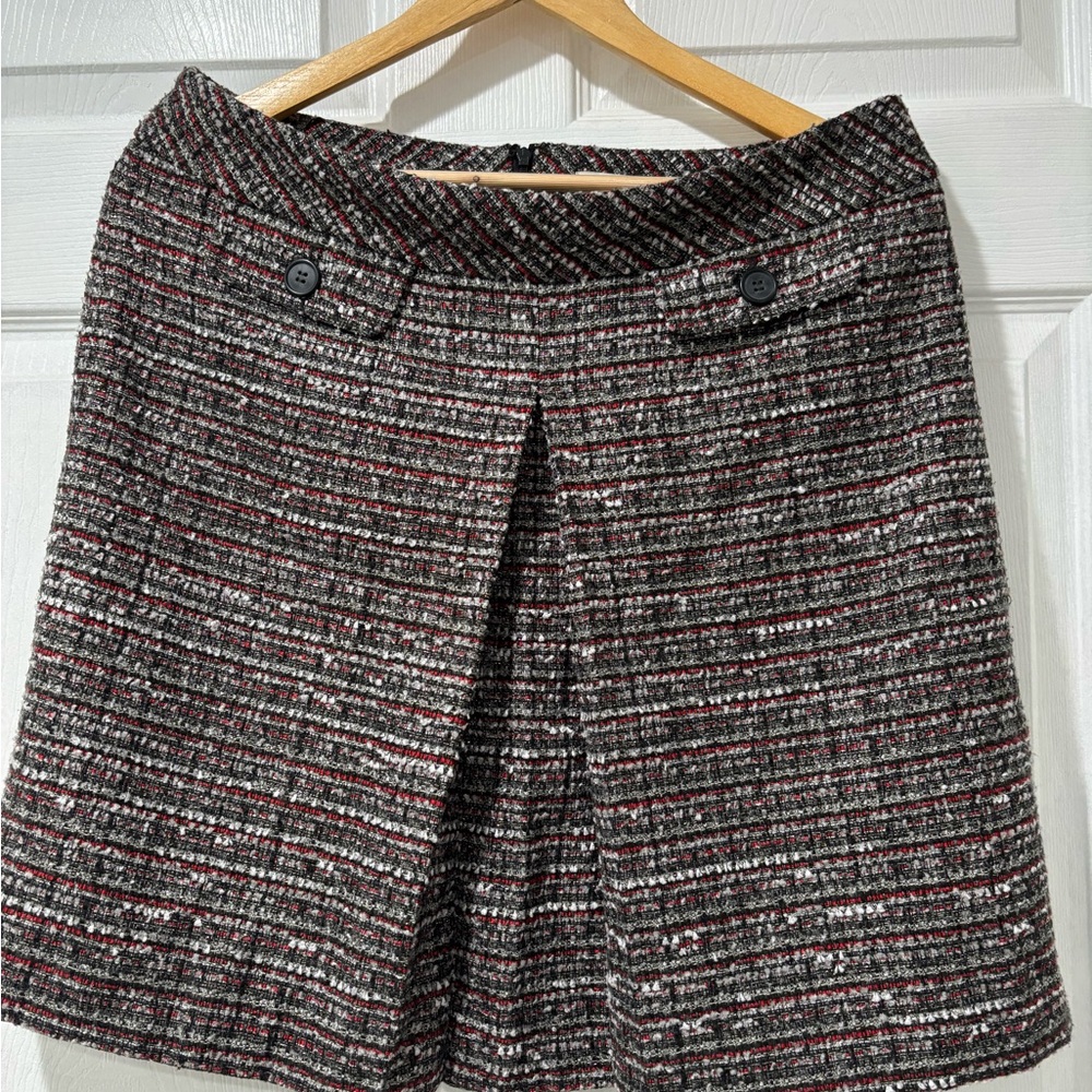 LOFT Tweed A-Line Skirt in Black and Red